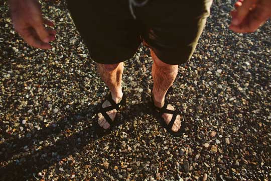chacos on the beach