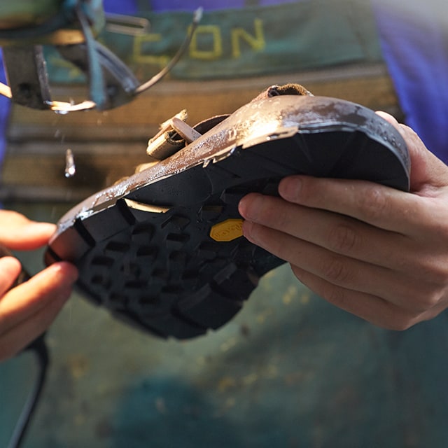 Close up of a worn out Chaco sandal.