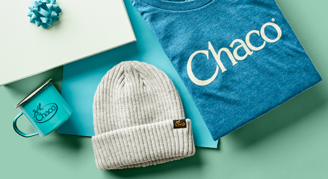 Chaco mug, hat, and shirt bundled together.