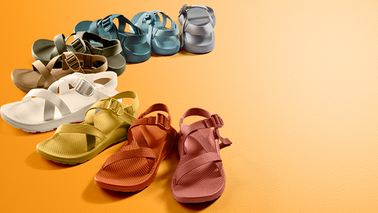 Various colors of monochromatic Chaco sandals