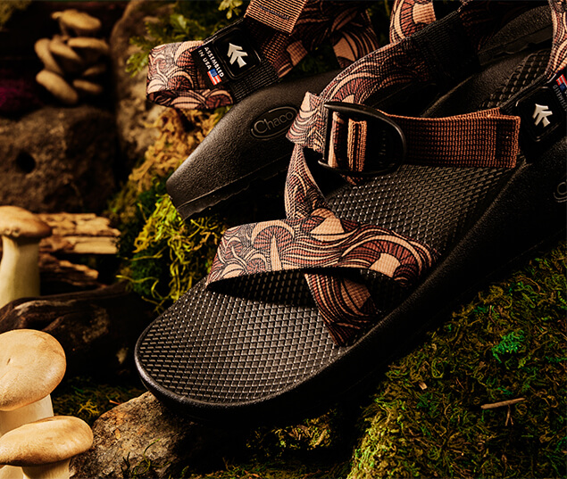 Chaco X Huckberry sandals with brown & tan straps