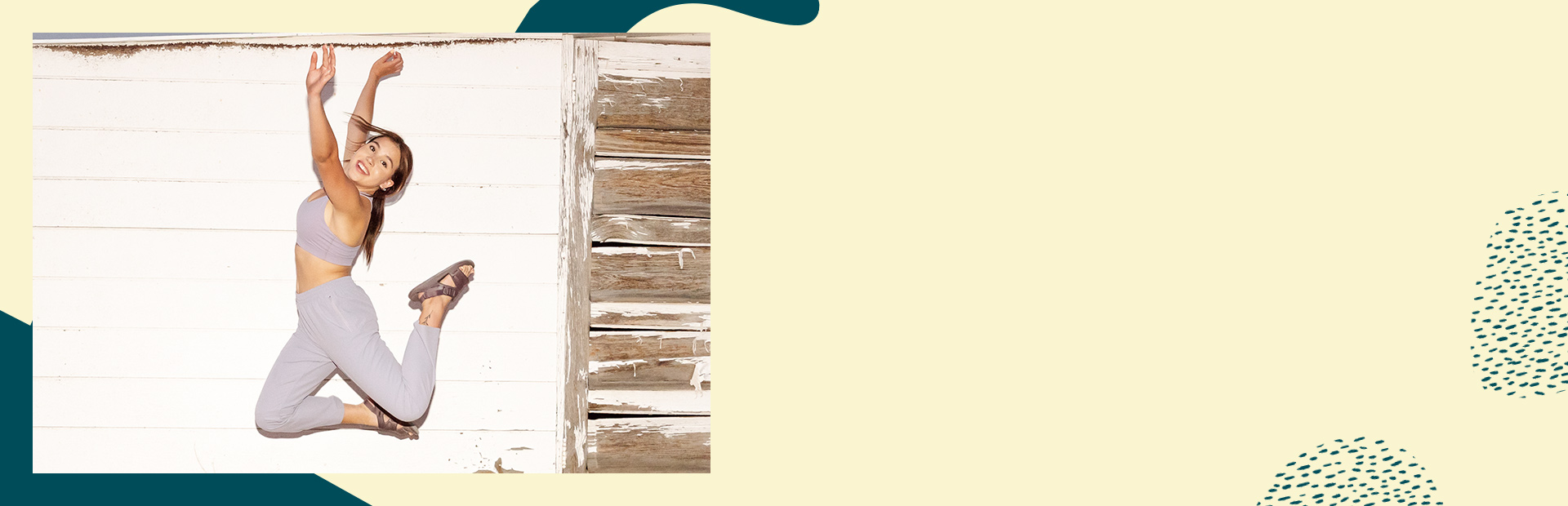 Legs of 3 different people wearing Chillos Flip, Chillos Slide, and Chillos Sport on a teal background.