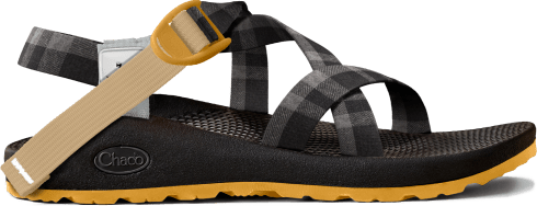 Side profile of Z/1 sandal in gray plaid.