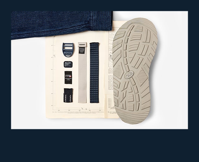 The parts of the Taylor Stitch sandal.