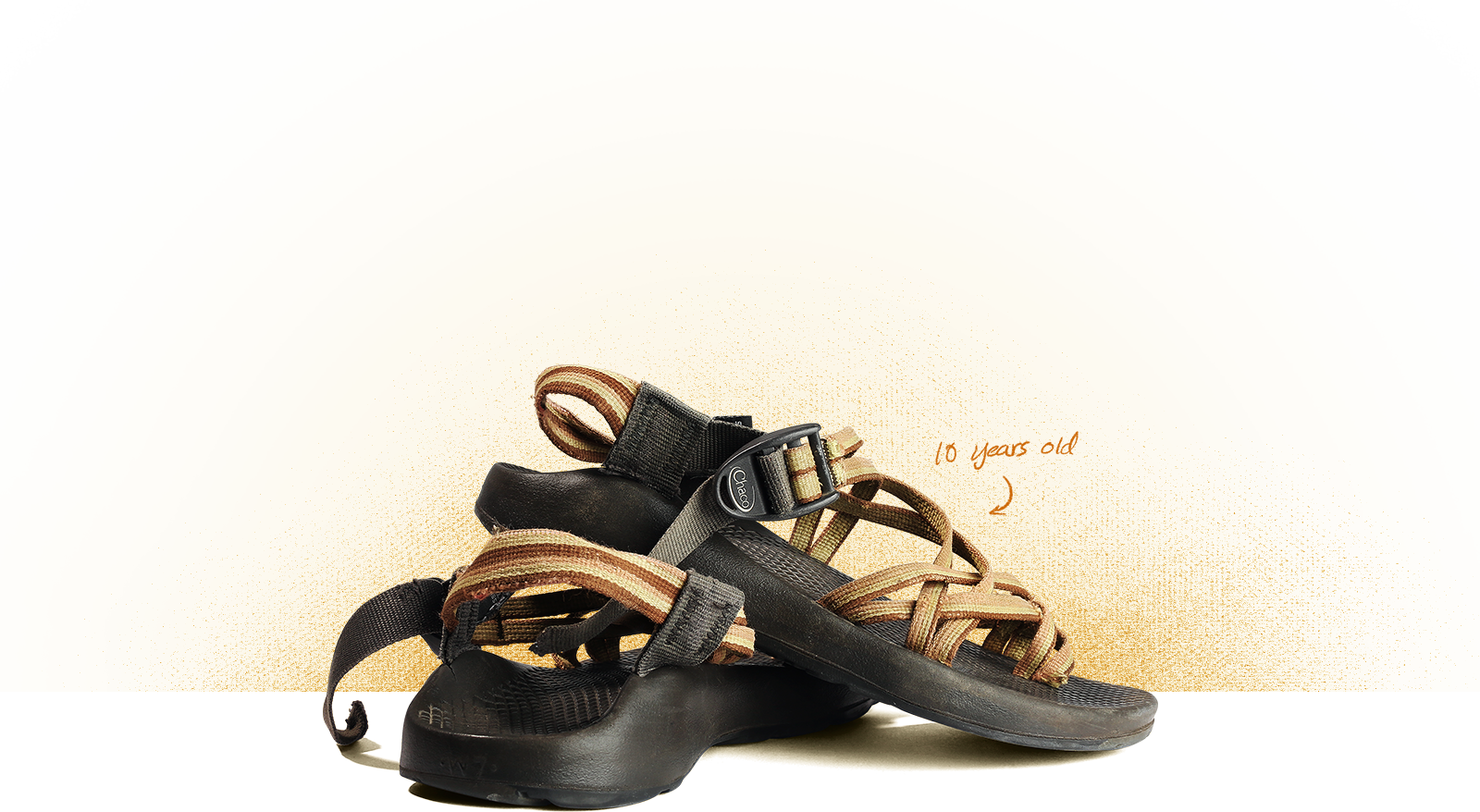 Chaco Sandal that is 10 years old.