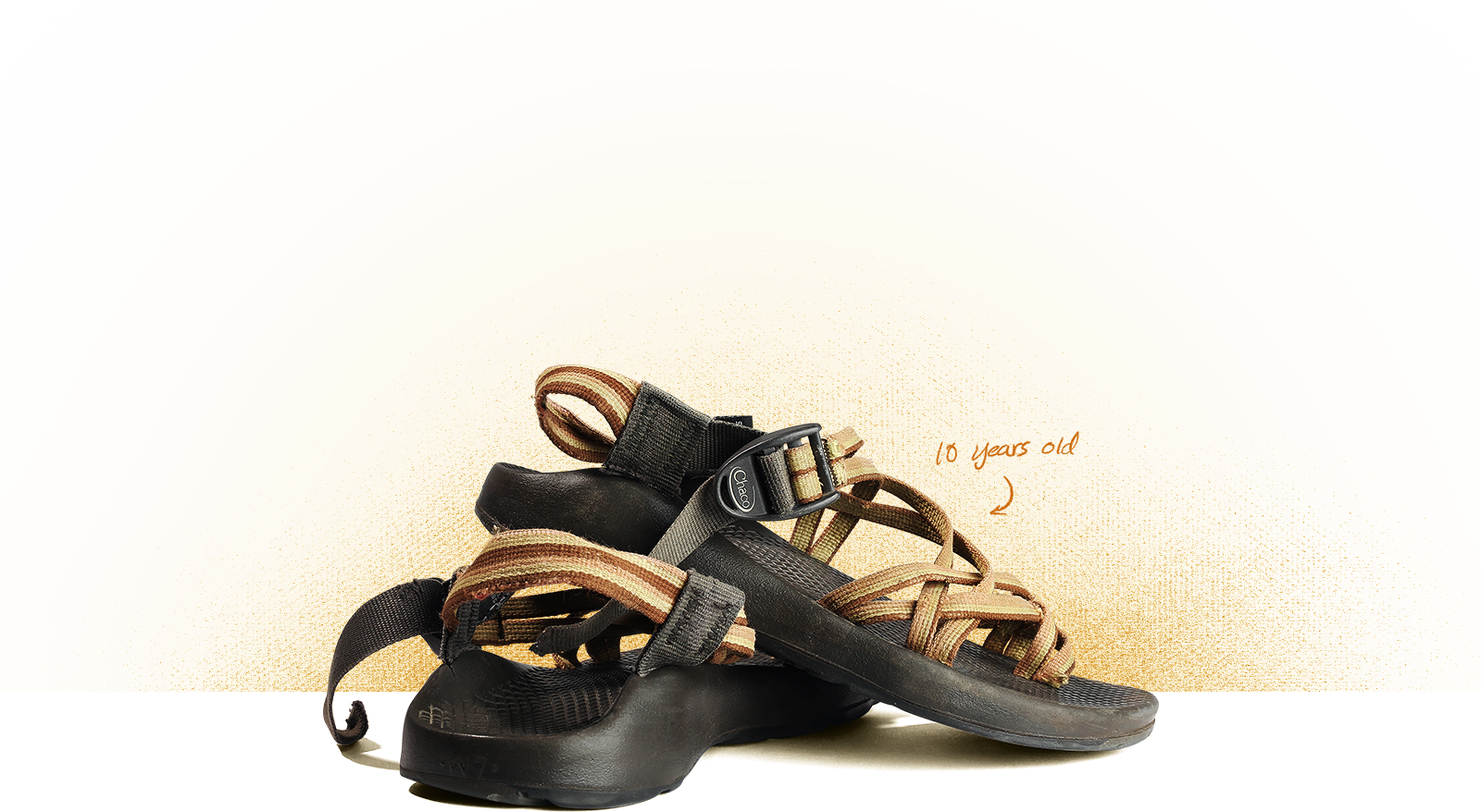 Chaco Sandal that is 10 years old.